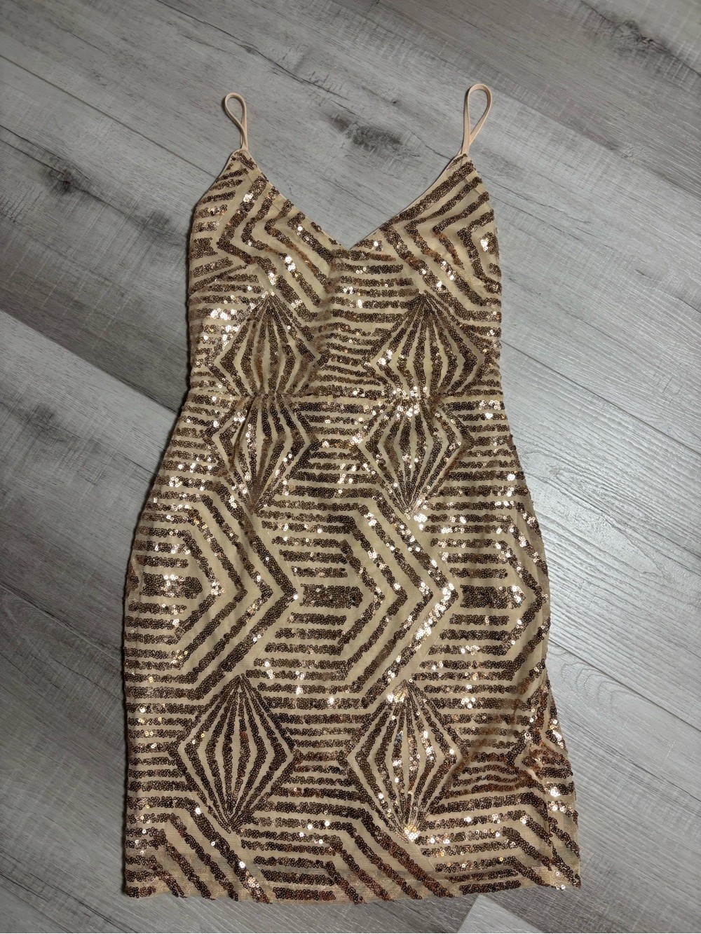 Lulu's Gold Sequin Geometric Mini Dress